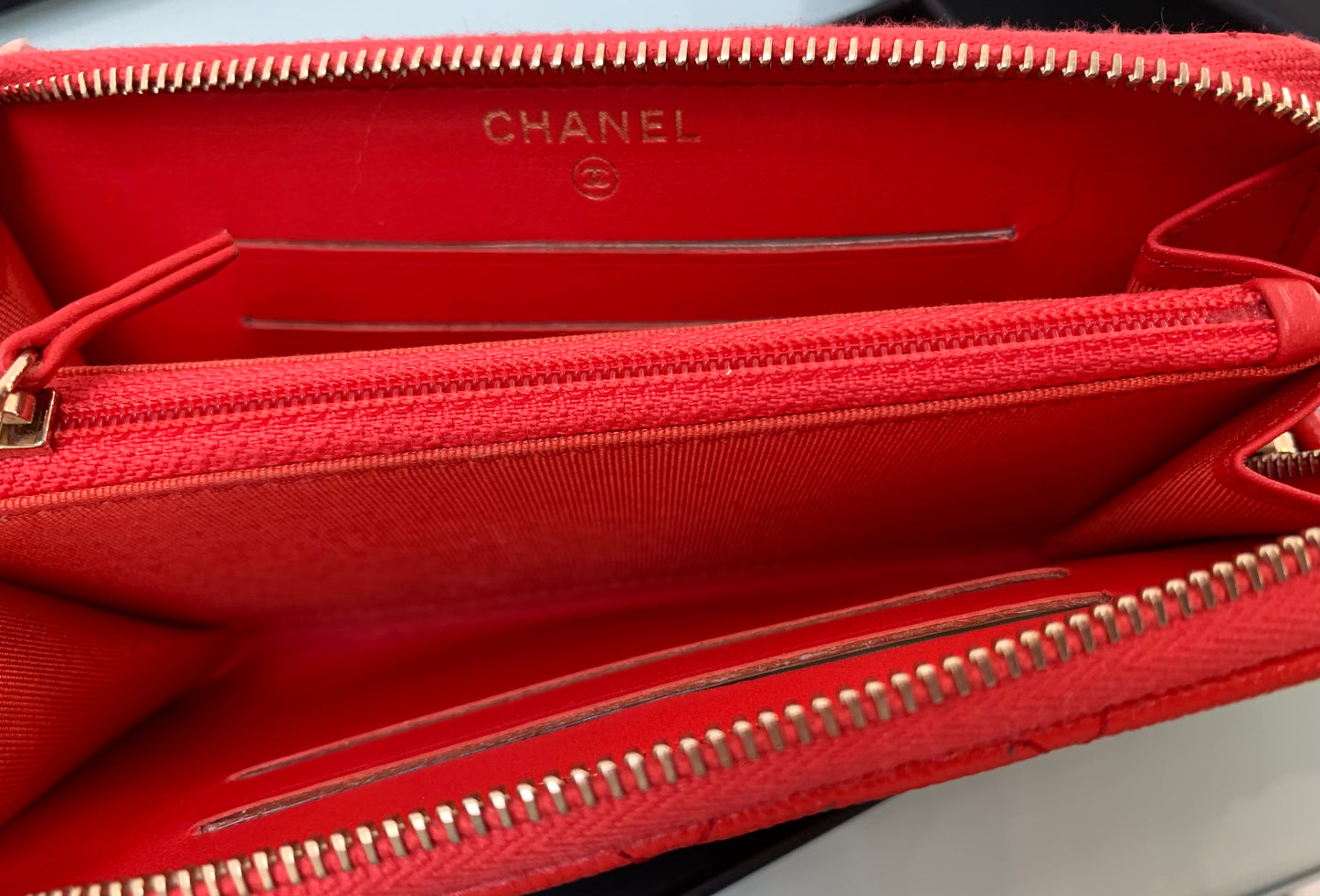 Chanel Red Zip Wallet