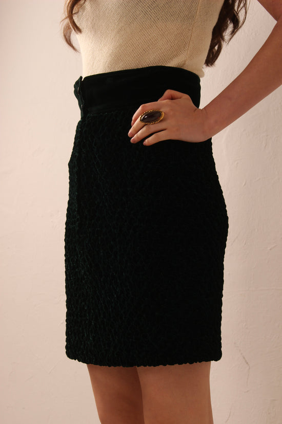 Vintage Ungaro Parallele Green Velvet Skirt