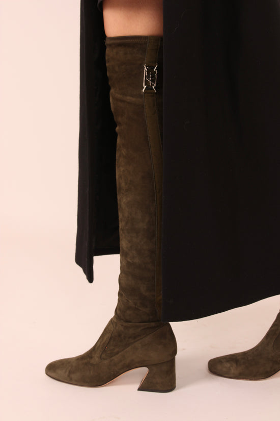 Vintage Alberta Ferretti Over The Knee Green Suede Boots