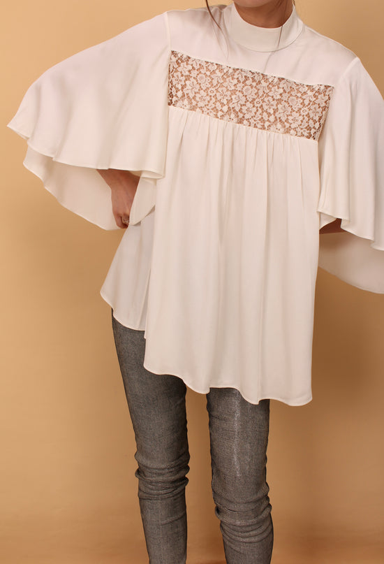 Load image into Gallery viewer, Alexander McQueen Cream Angel Sleeve Blouse
