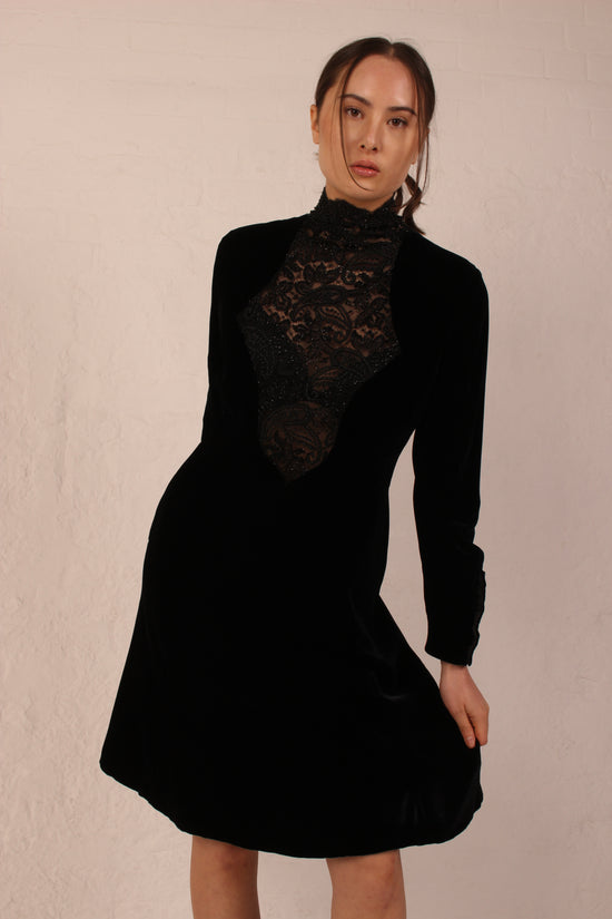 Load image into Gallery viewer, Vintage Emanuel Ungaro Velvet Black Dress
