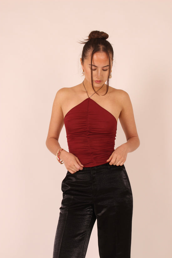 Vintage Gucci Red Ruched Halter Neck Top