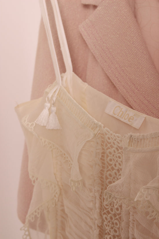 Load image into Gallery viewer, Chloe Embroidered Ruffled Cami
