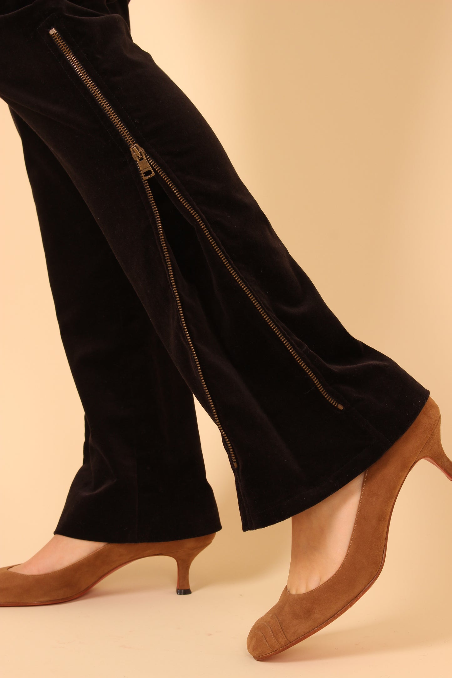 Tom Ford era Gucci Velvet Zip Flares Trousers