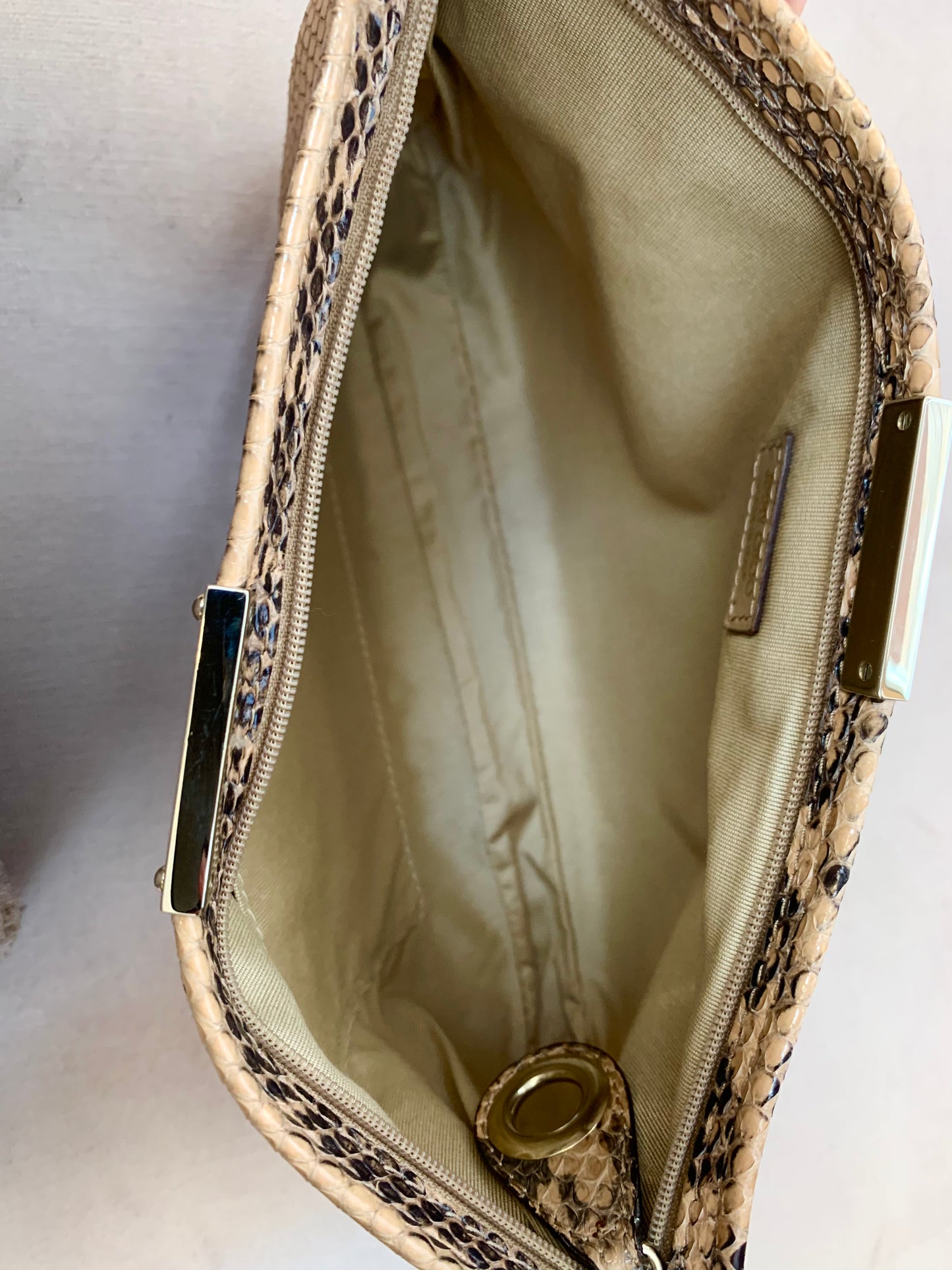 Load image into Gallery viewer, Jimmy Choo Nude Snake-Print Clutch
