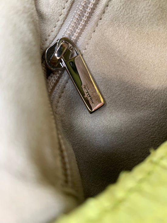 Salvatore Ferragamo Lime Snake-Print Clutch