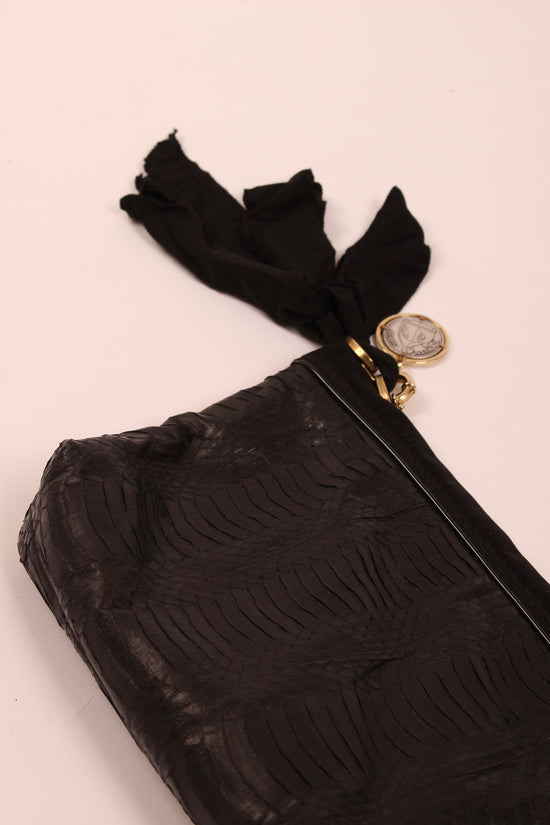 Load image into Gallery viewer, Snakeskin Black Lanvin Clutch
