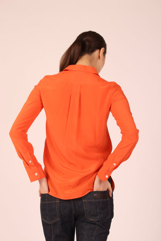 Load image into Gallery viewer, Celine Orange Silk Shirt
