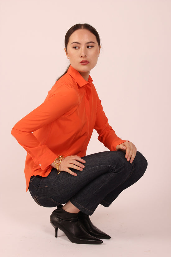 Load image into Gallery viewer, Celine Orange Silk Shirt
