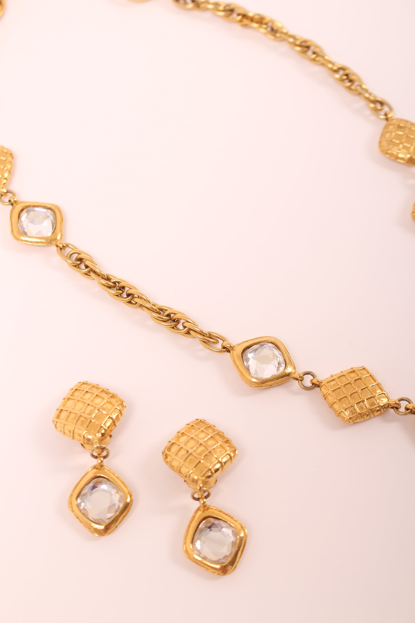 Vintage Chanel Gold Twin-Piece Necklace & Earring Set 