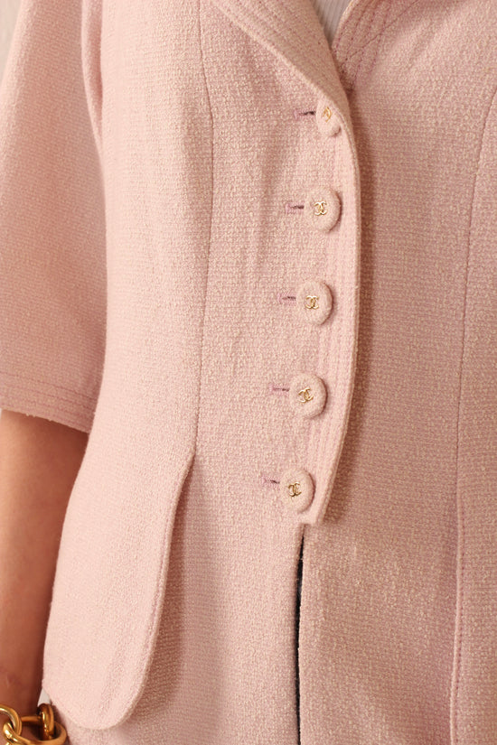 Load image into Gallery viewer, Chanel Baby Pink Cropped Sleeve Jacket
