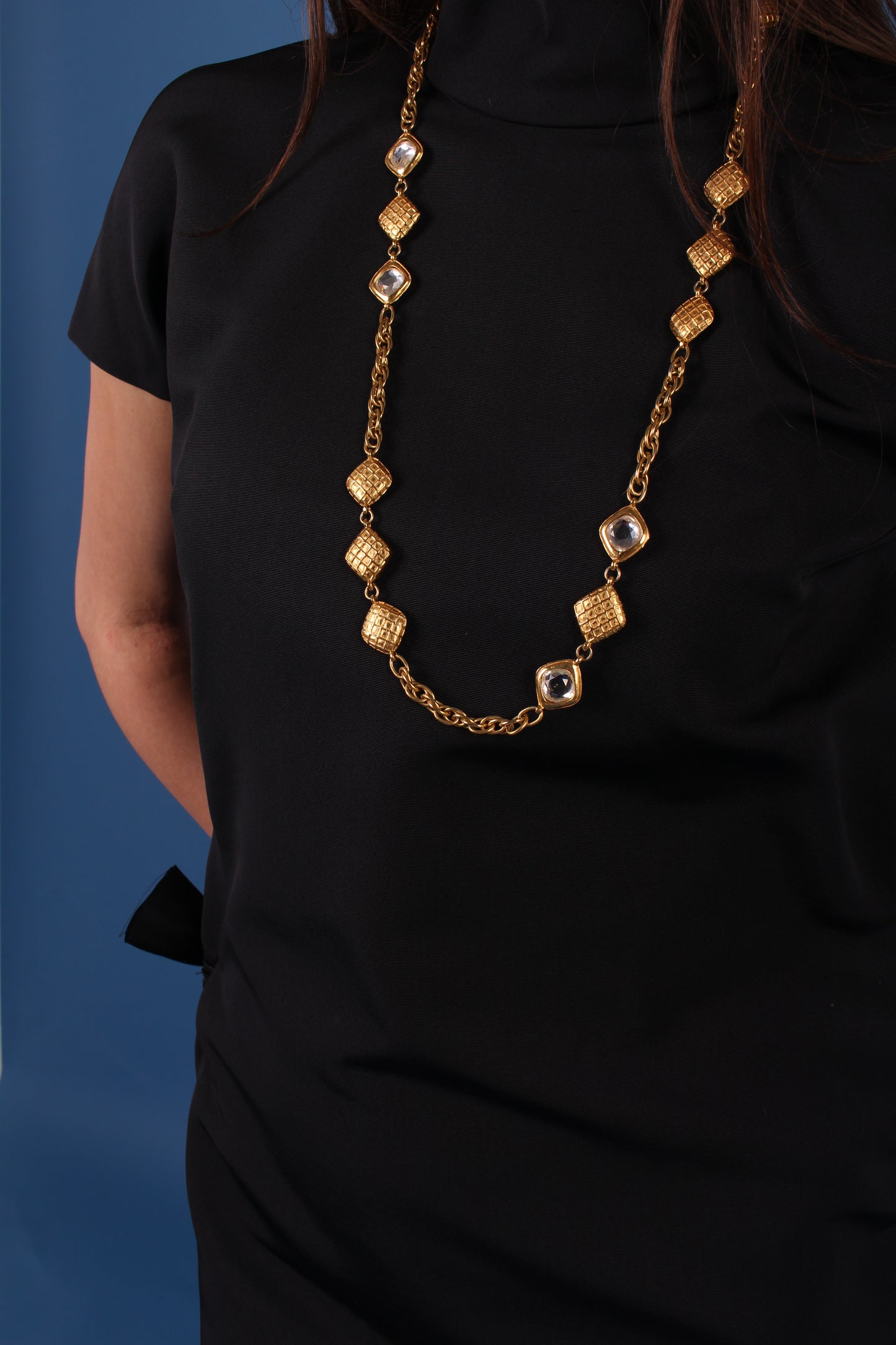 Vintage Chanel Gold Twin-Piece Necklace & Earring Set 