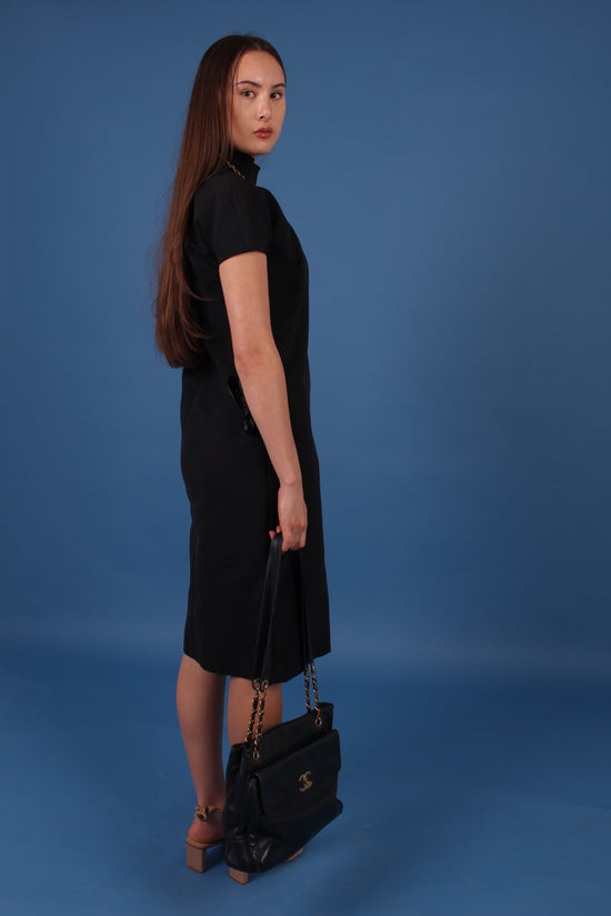 Vintage Gucci Black High Neck Midi Dress
