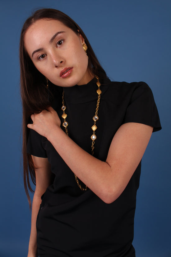 Vintage Chanel Gold Twin-Piece Necklace & Earring Set 