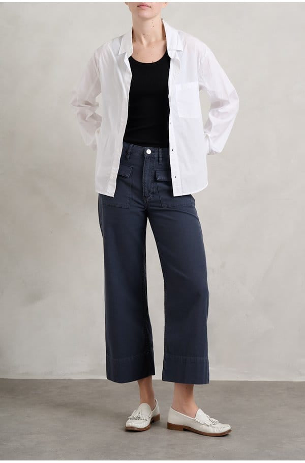 Frame Navy Cropped Trousers