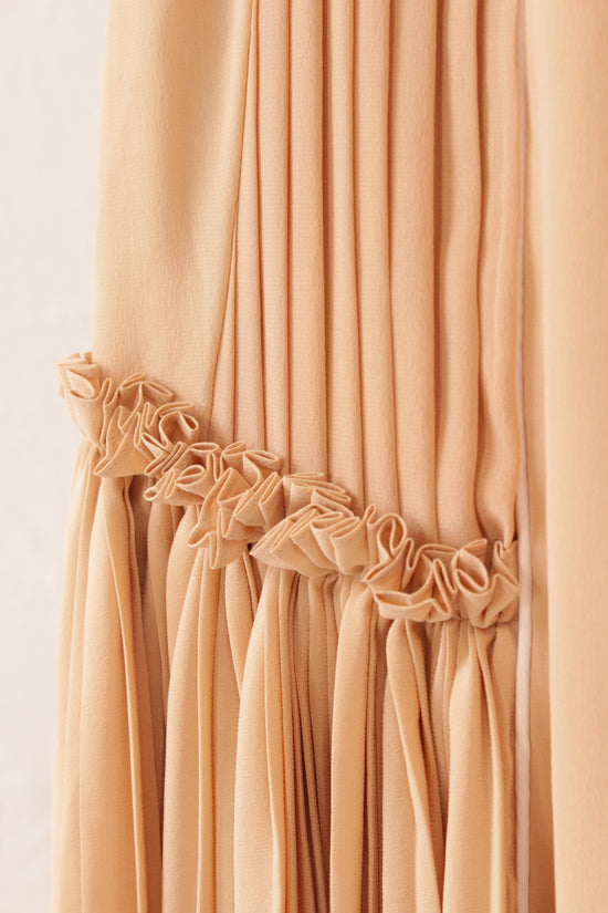 Chloe Beige Silk Pleated Skirt