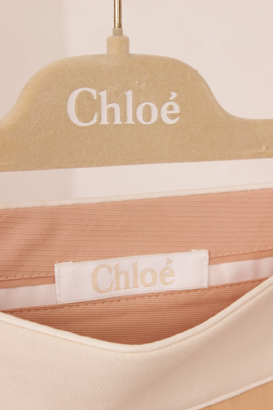 Chloe Beige Silk Pleated Skirt