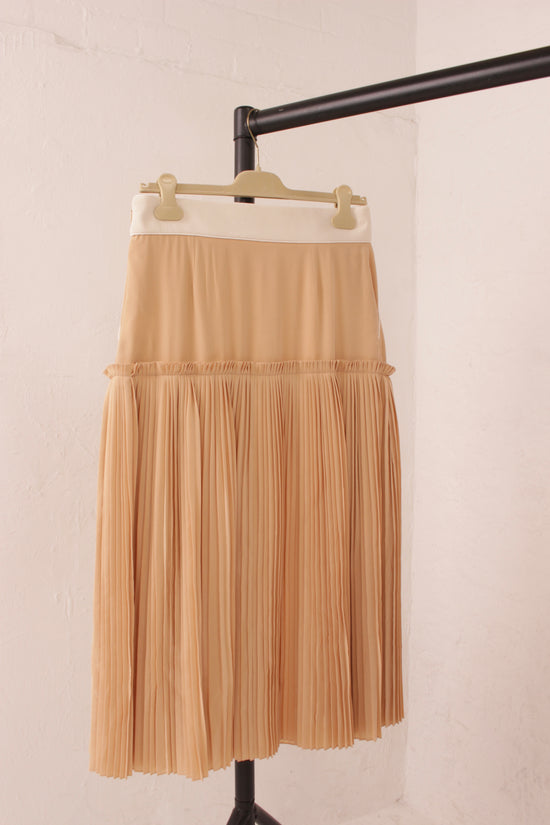 Chloe Beige Silk Pleated Skirt