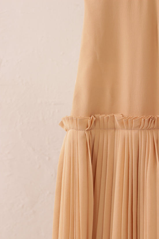 Chloe Beige Silk Pleated Skirt