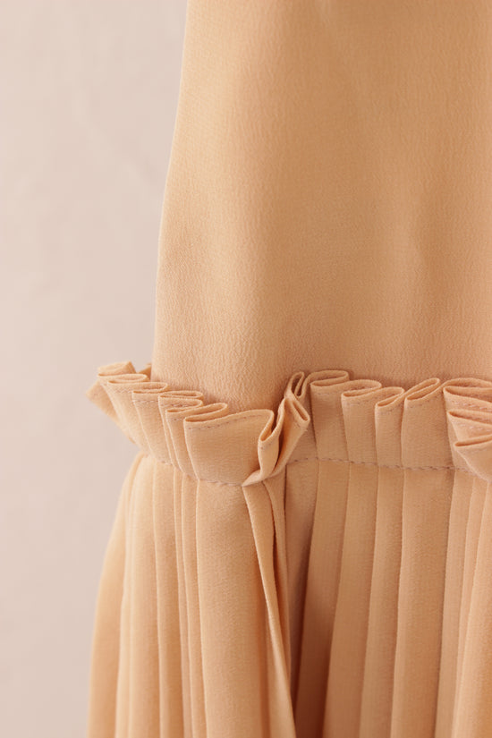 Chloe Beige Silk Pleated Skirt