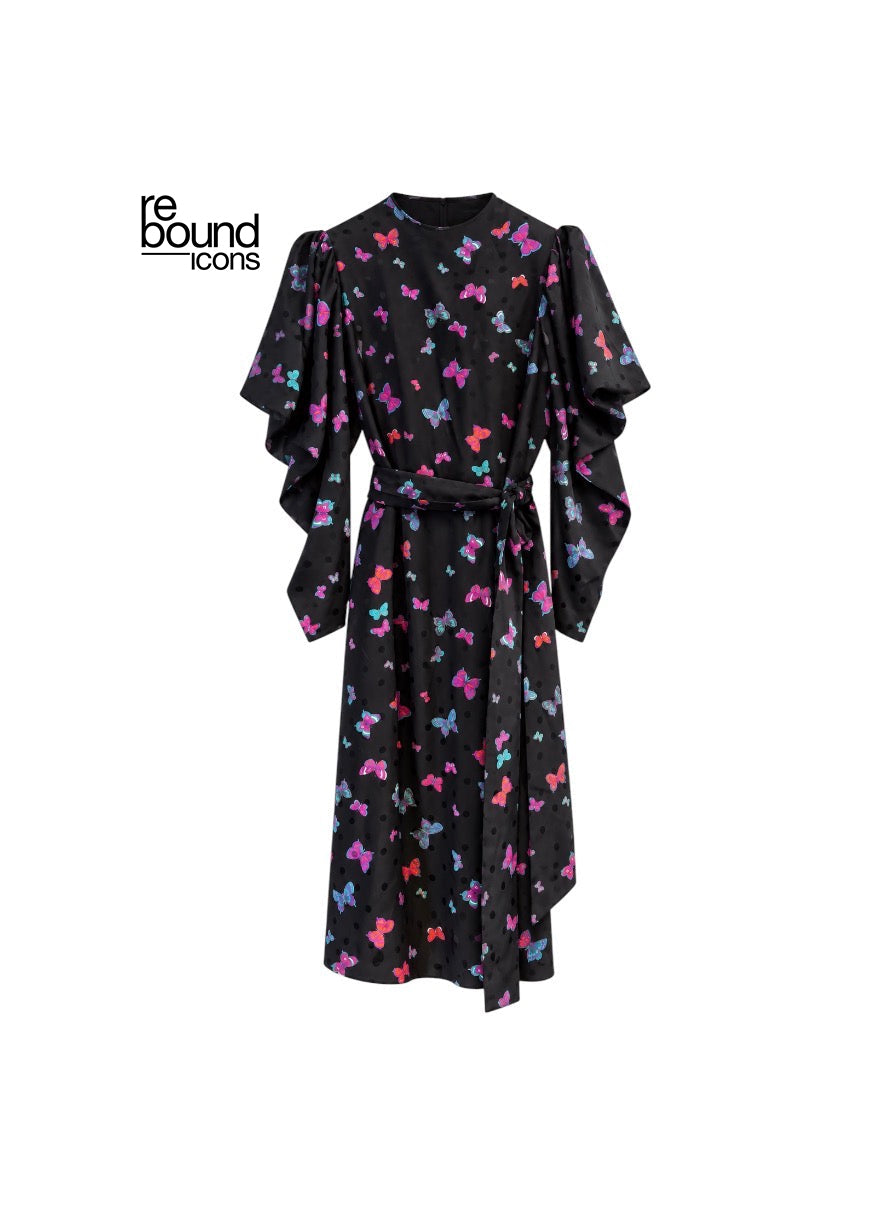 Vintage Hanae Mori Butterfly Silk Dress