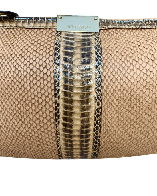 Load image into Gallery viewer, Jimmy Choo Nude Snake-Print Clutch
