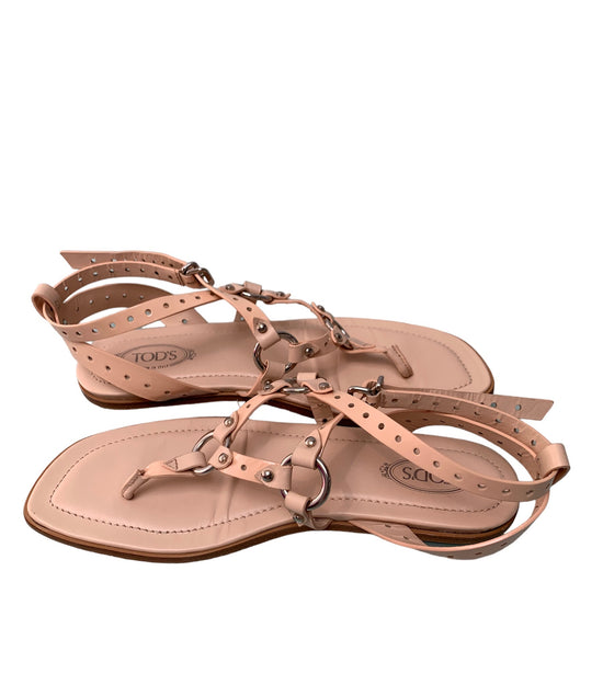 Tod's Nude Pierced Leather Sandals