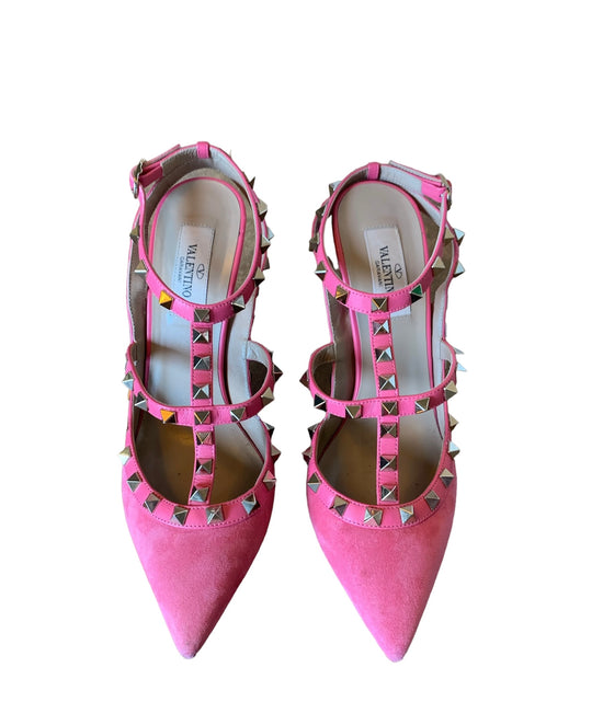 Valentino Garavani Rockstud Suede Pink Heels