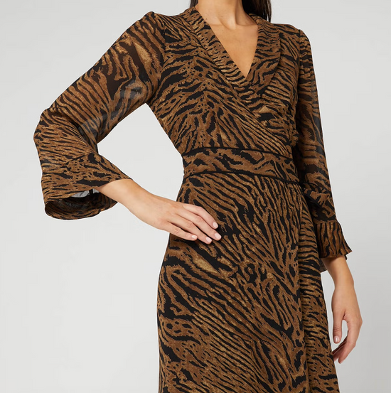 Ganni Tiger-Print Wrap Maxi Dress