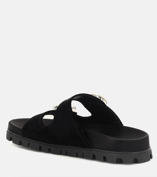 Miu Miu Black Velvet Sliders