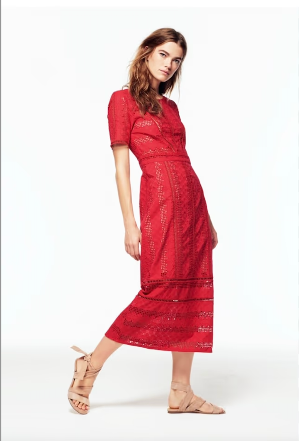 Ba&sh Red Broderie Cotton Dress