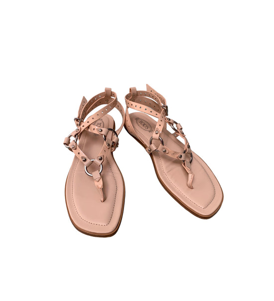 Tod's Nude Pierced Leather Sandals