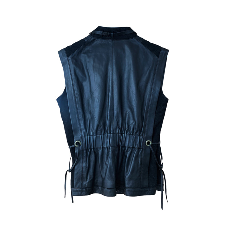 Load image into Gallery viewer, Alexander MQueen Sleeveless Black Leather Jacket
