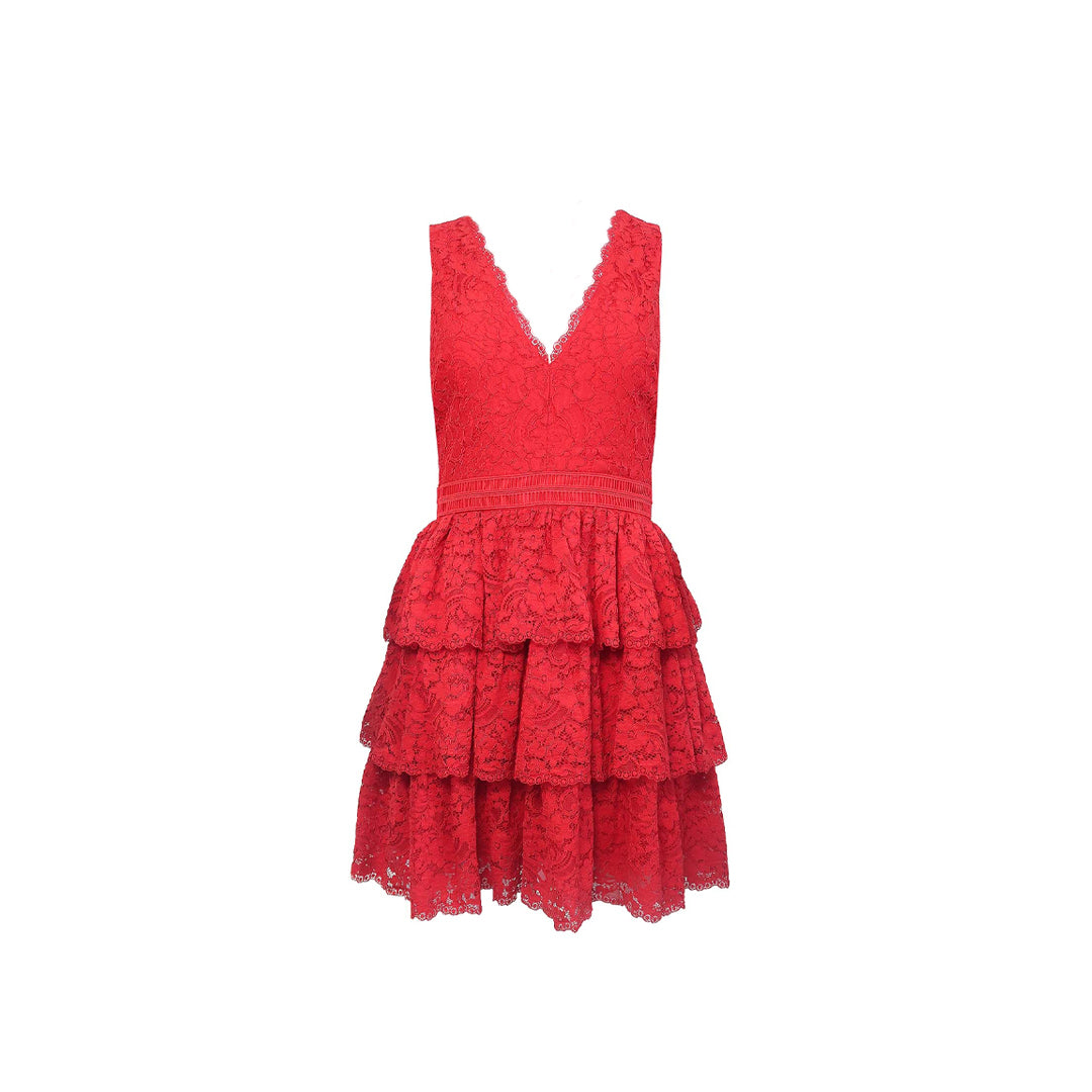 Alice + Olivia Red Lace Dress