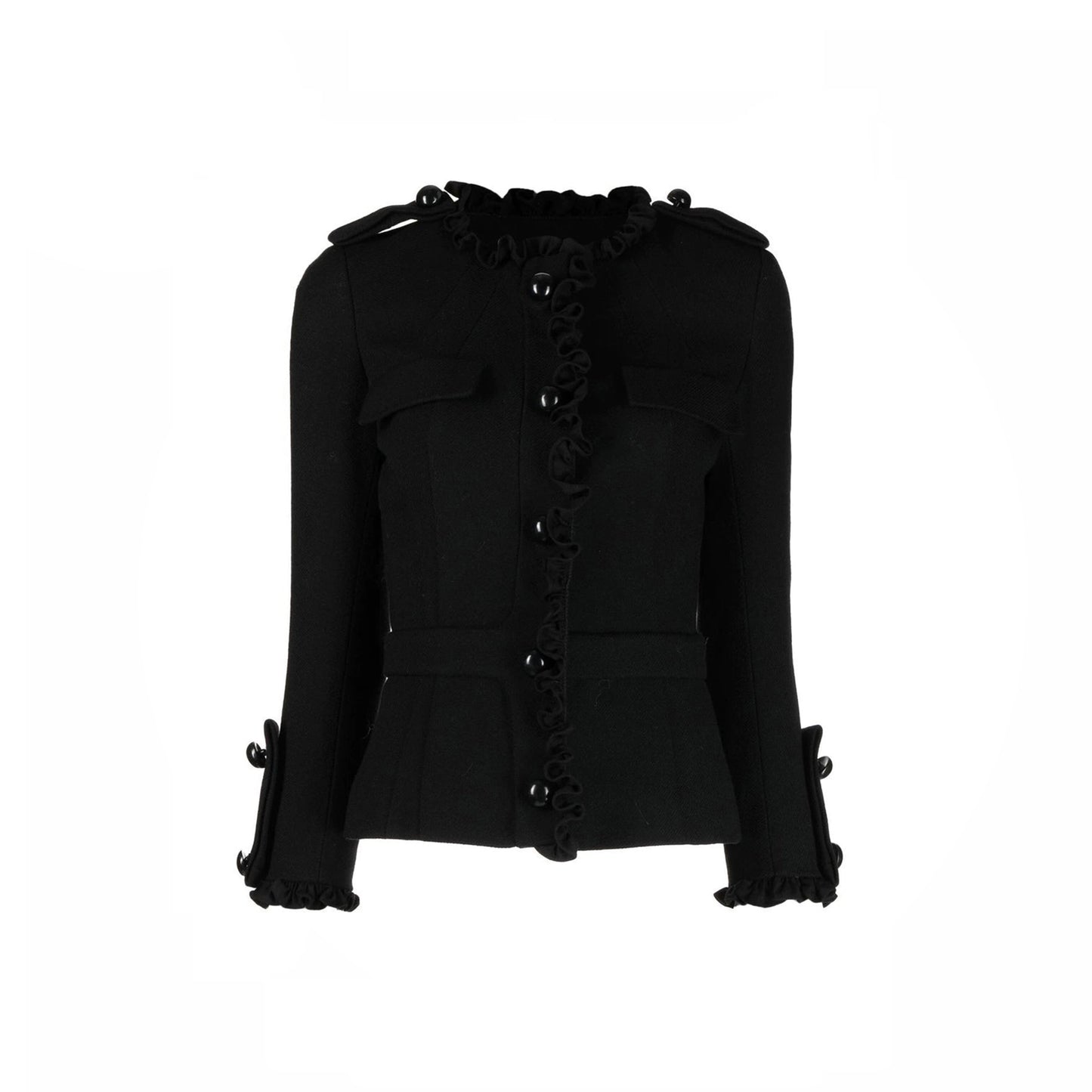 Balenciaga Black Wool Ruffle Jacket