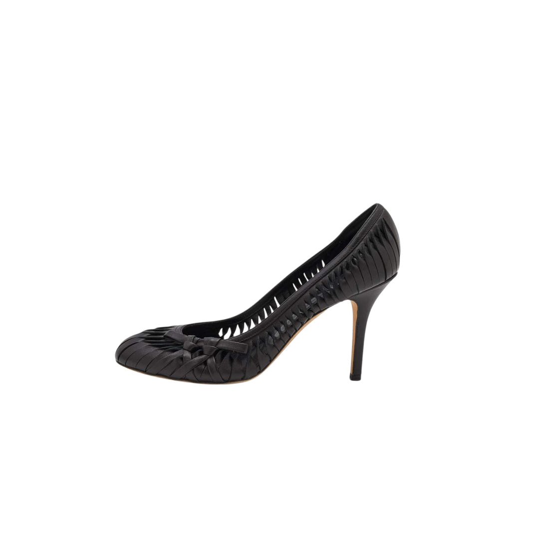 Dior Black Leather Cutout Pumps