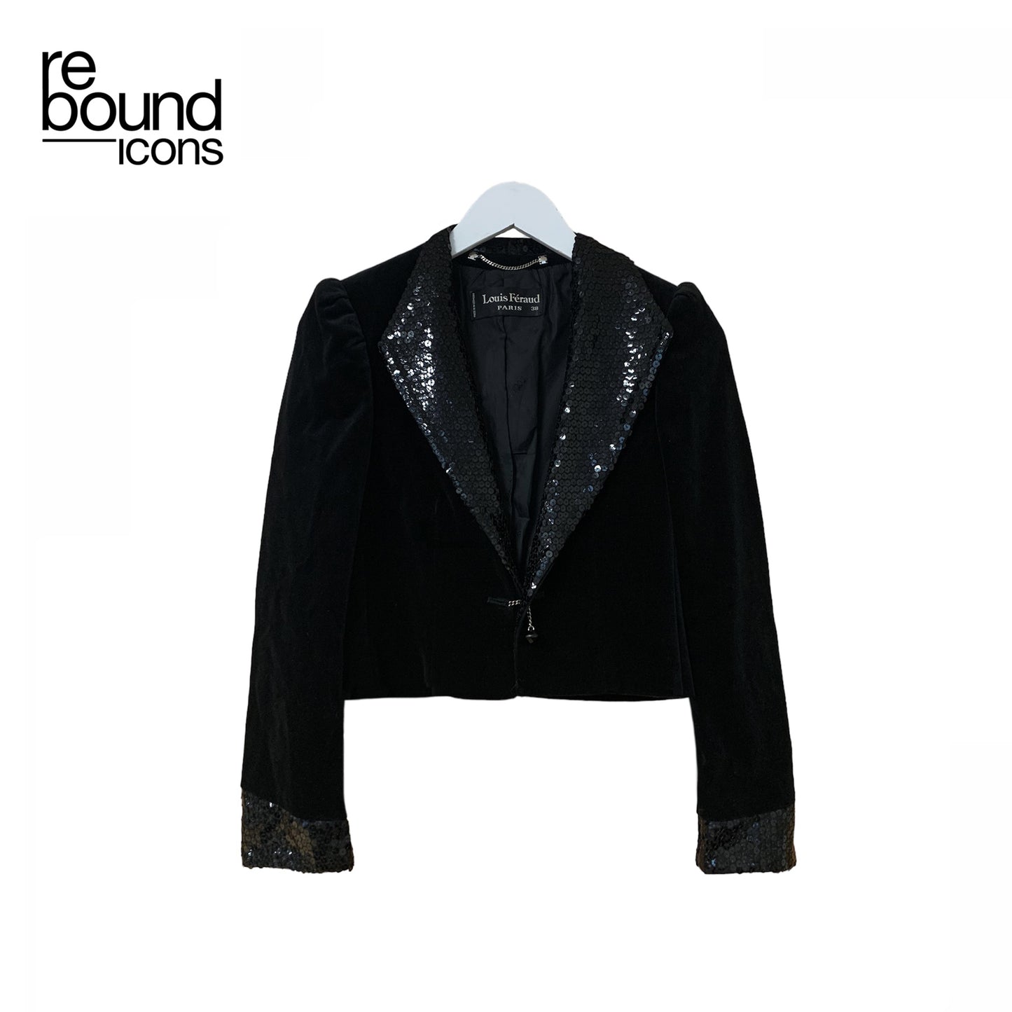Vintage Louis Feraud Black Sequin Cropped Jacket