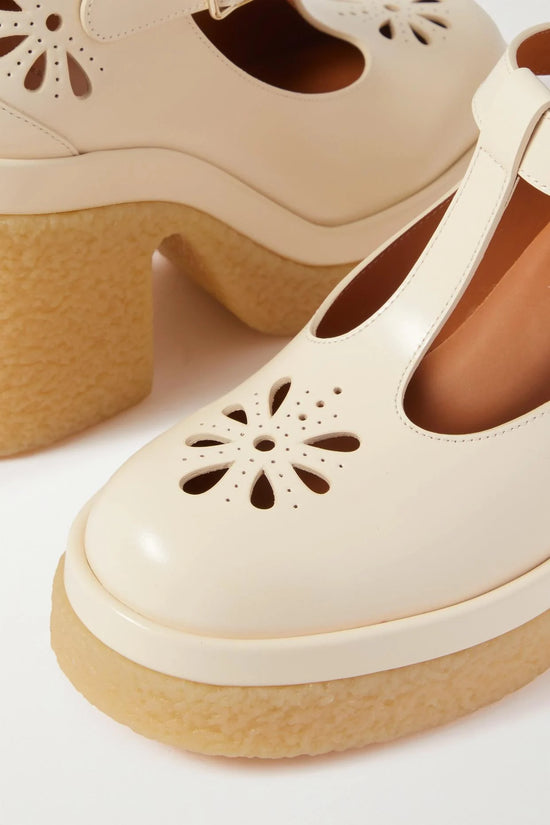 Load image into Gallery viewer, Chloé Ivory Cutout Glossed-leather Mary Jane Pumps- New
