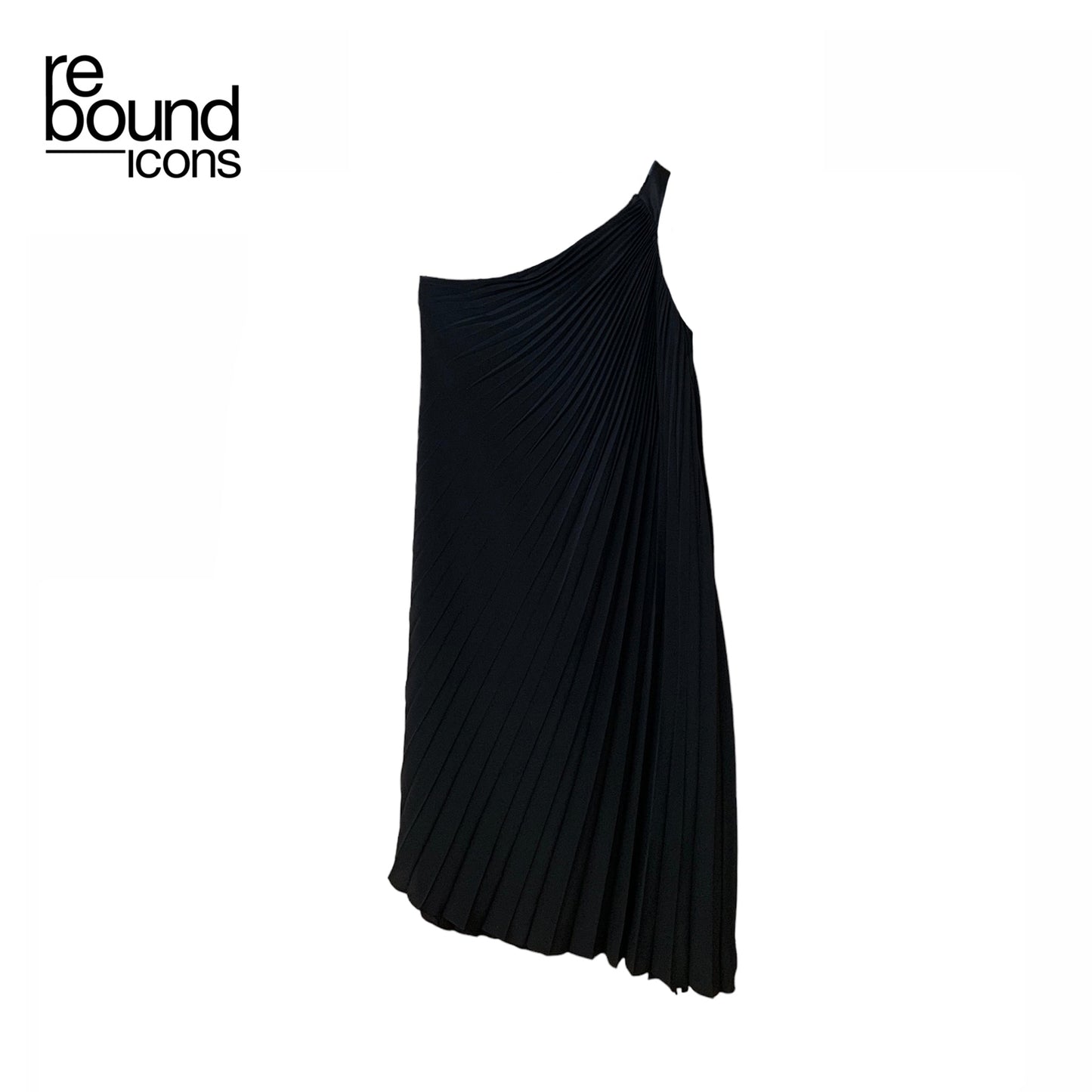 Dior Black Pleated Silk One Shoulder Dress