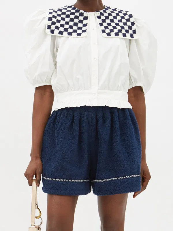 Shrimps Navy Towelling Shirt & Shorts Set