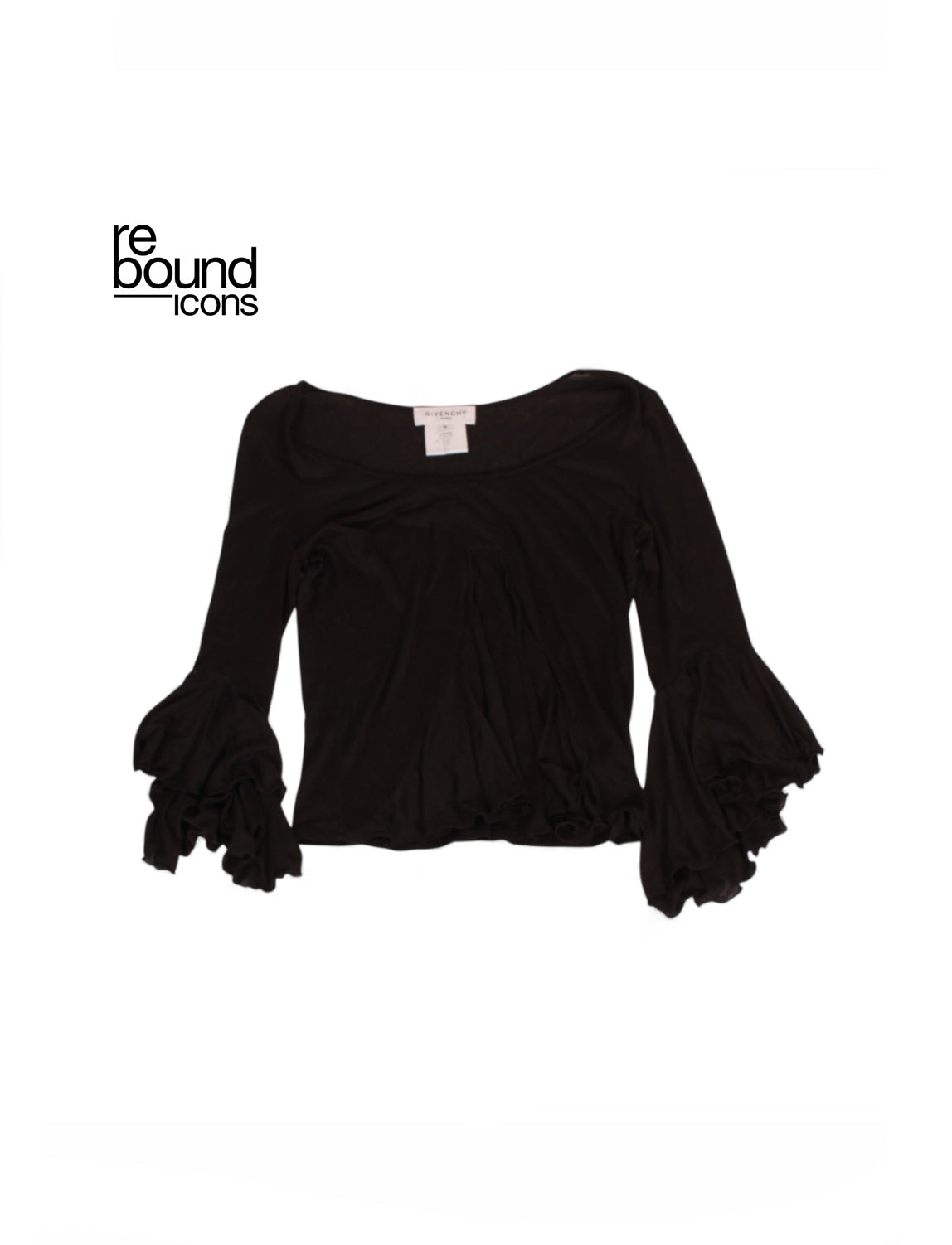 Vintage Givenchy Black Flute Sleeve Top