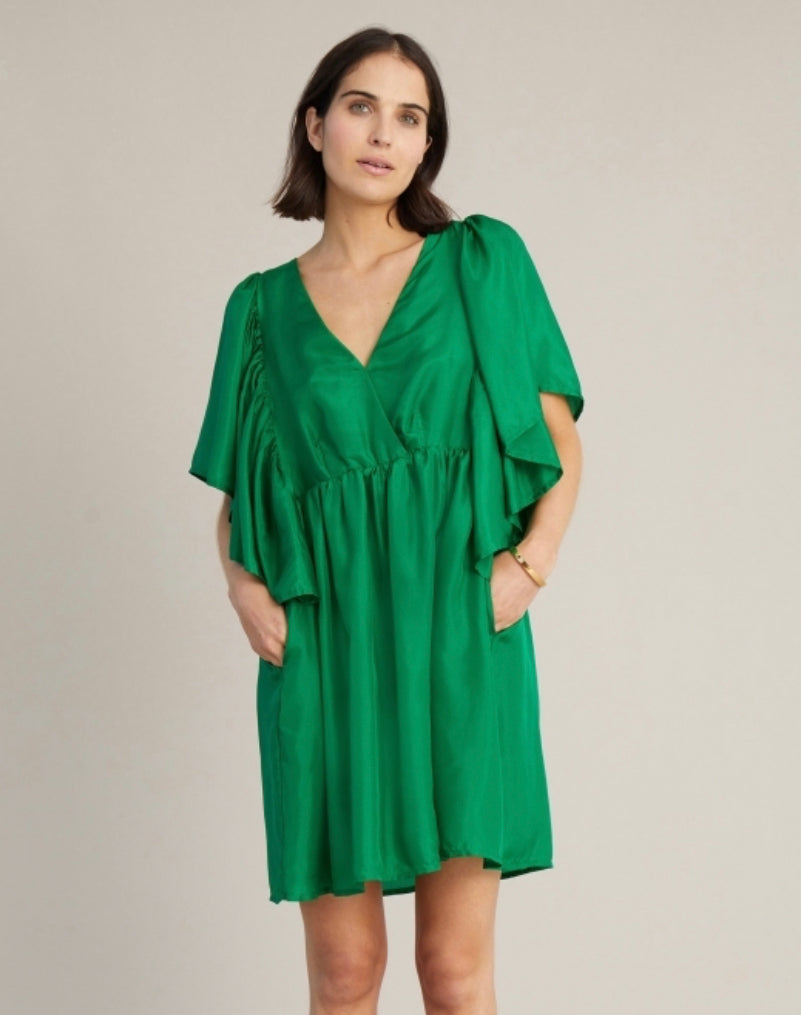 Load image into Gallery viewer, Munthe Emerald Silk Dress - nwt
