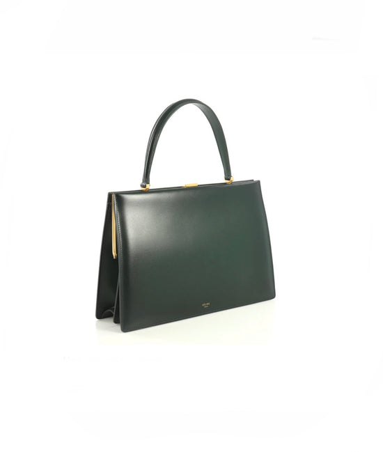 Celine Top Handle Clasp Dark Green Bag