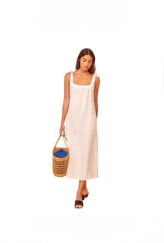 Reformation White Linen Tie Shoulder Dress - nwt