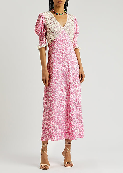 Load image into Gallery viewer, Rixo Pink and Lace Dress
