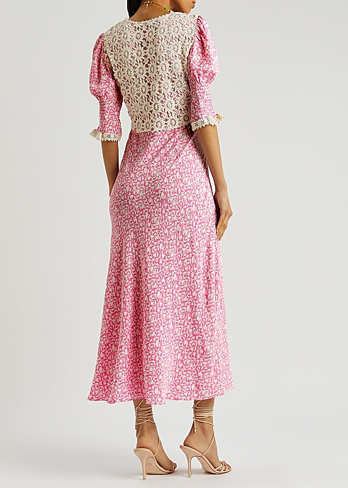 Load image into Gallery viewer, Rixo Pink and Lace Dress
