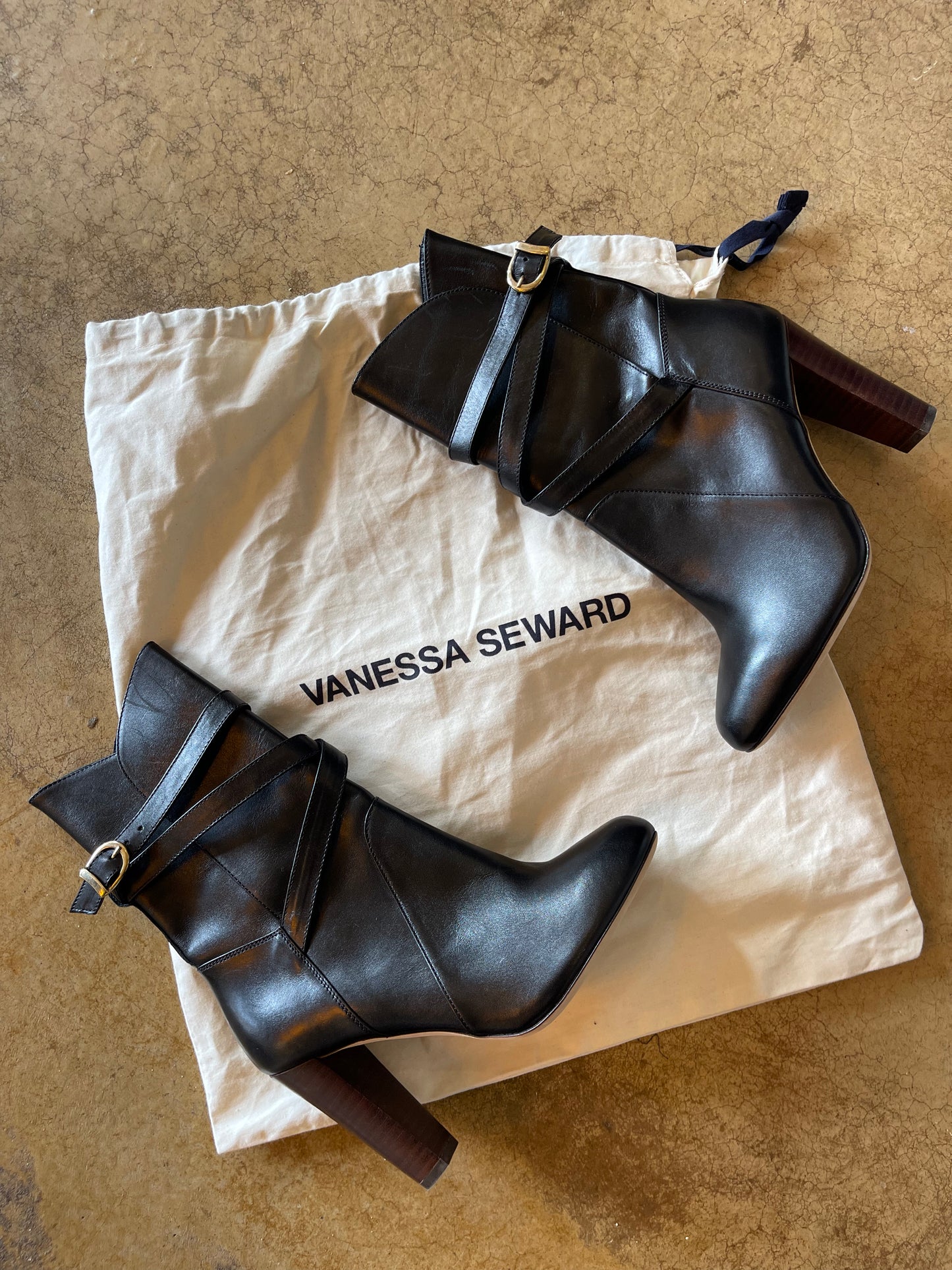 Vanessa Seward Black Leather Boots - new