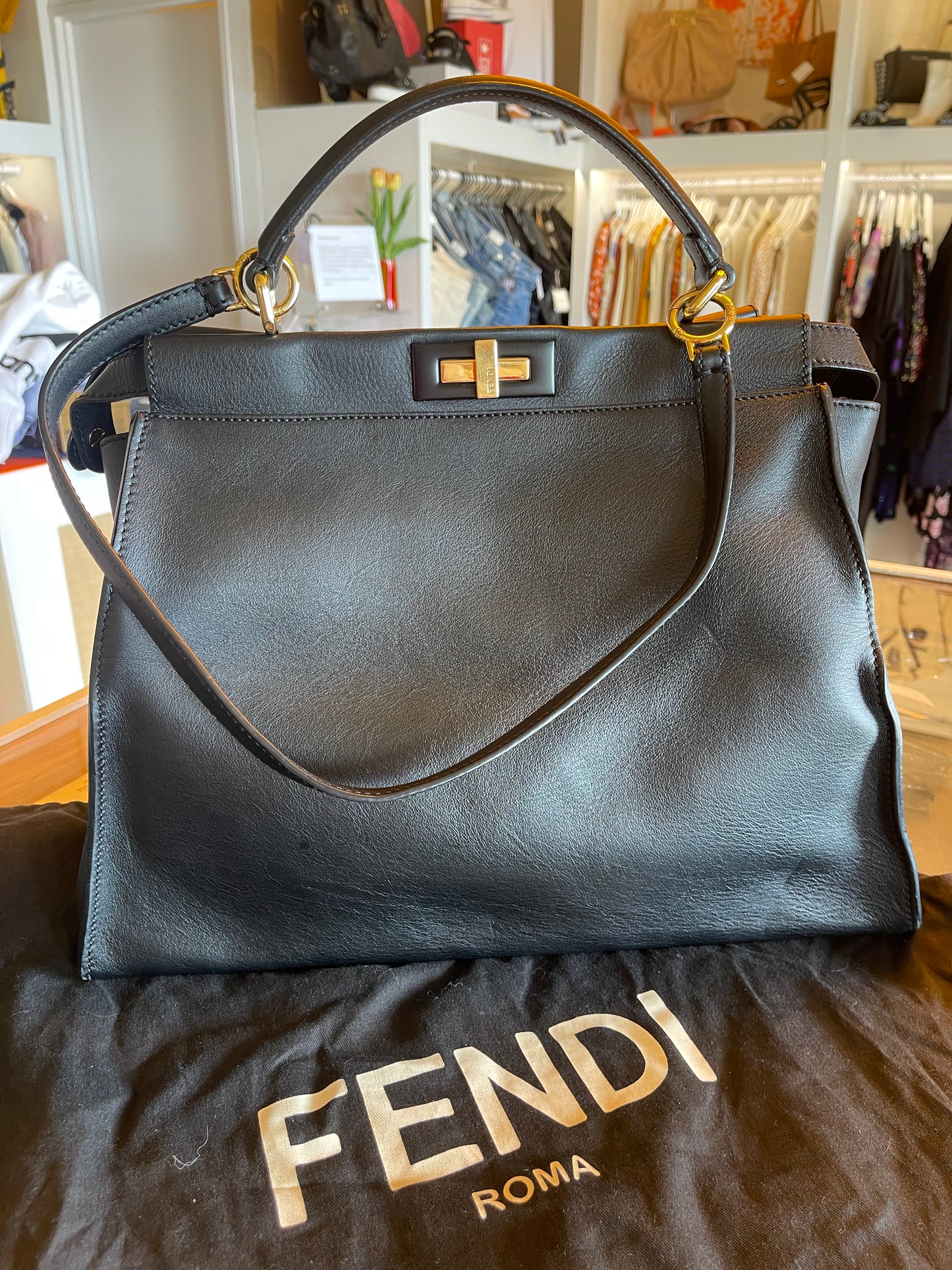 Fendi Peekaboo Black Leather Bag