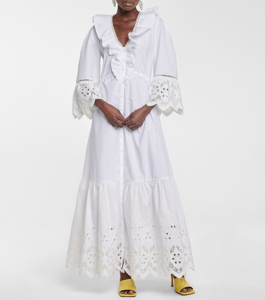 Self Portrait White Cotton Broderie Dress