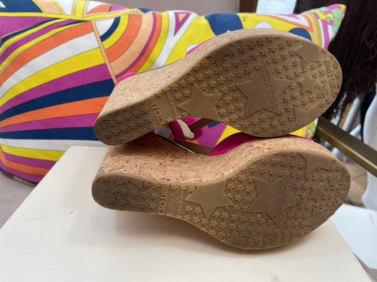 Load image into Gallery viewer, Jimmy Choo Pink Cork Wedges
